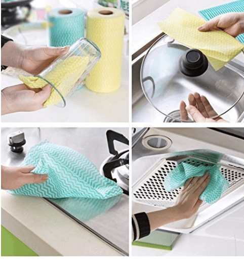 HOKIPO Reusable Absorbent Microfiber Cleaning Wipes Roll (250x300 mm, Blue) - 50 Pieces - Image 3